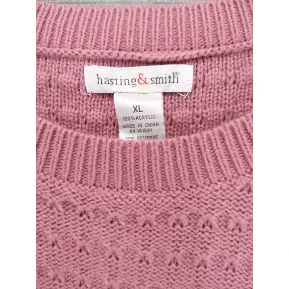 hasting & smith Button Accent‎ Sweater Knit Pullover Top Pink XL - Picture 5 of 7